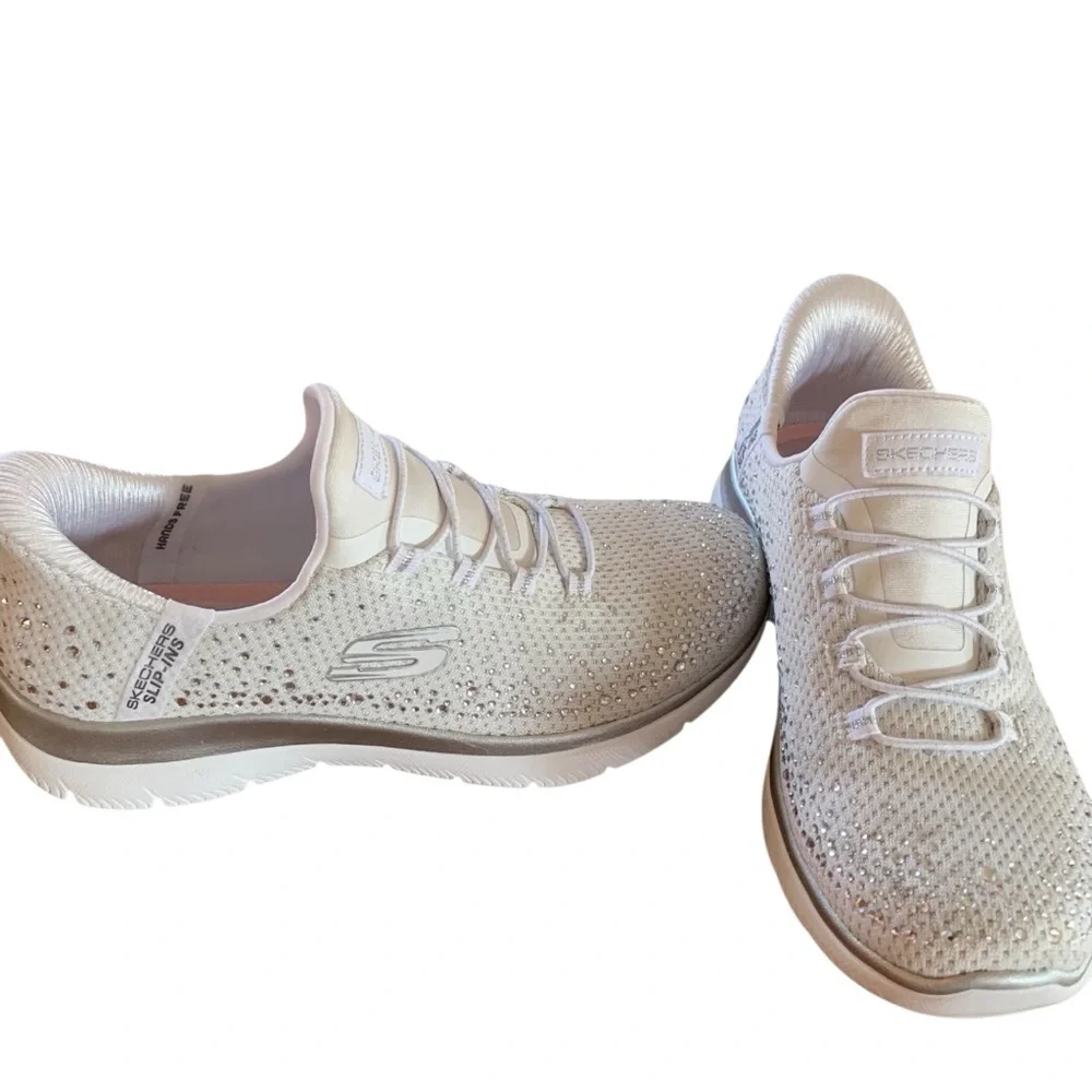 Skechers Women's White Slip-On Athletic Shoe Sz 6 - Picture 5 of 9